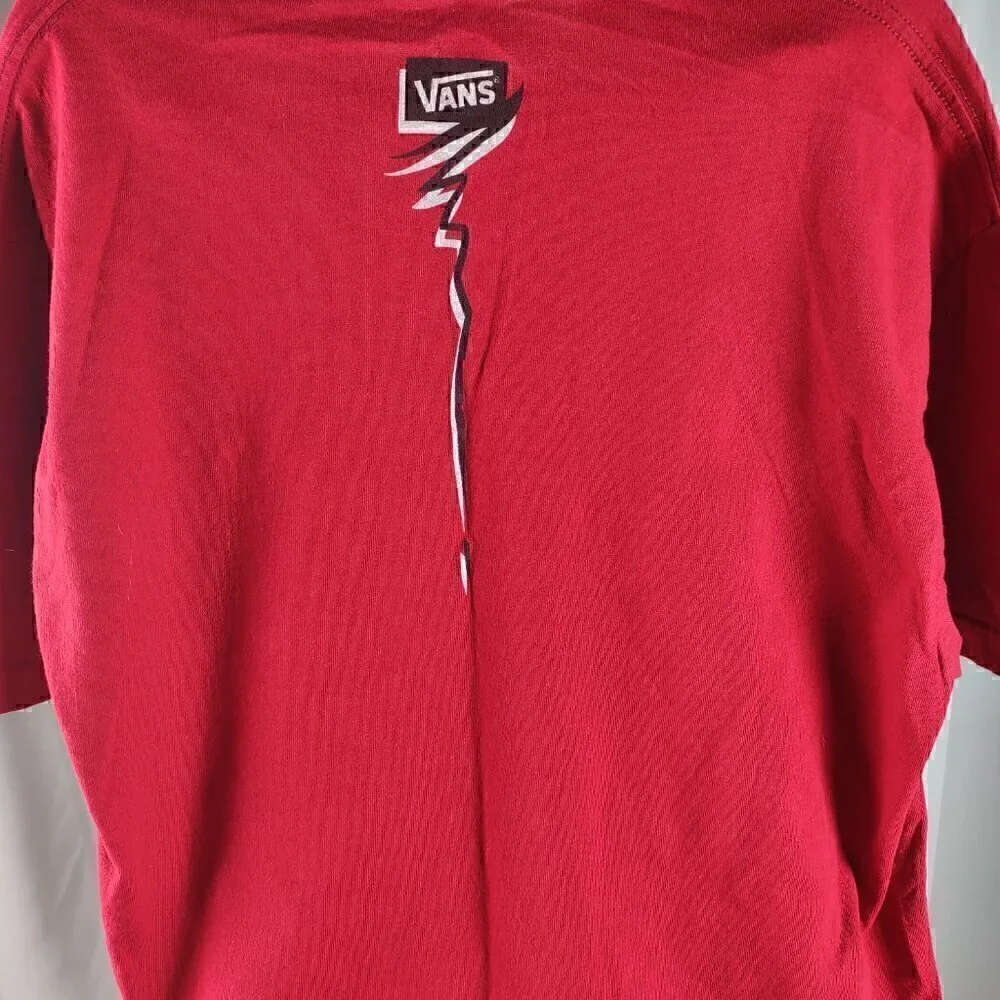 Vans Men's 100% Cotton, Red Cardinal Short Sleeve Vintage T Shirt Size Large - Picture 4 of 9